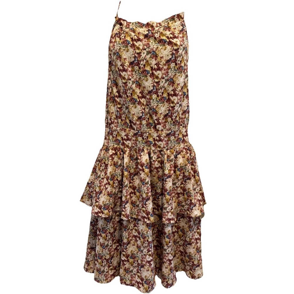 Spaghetti Strap Sundress Knee Womens M Floral Boho Dress‎ Tiered Ruffle NWT